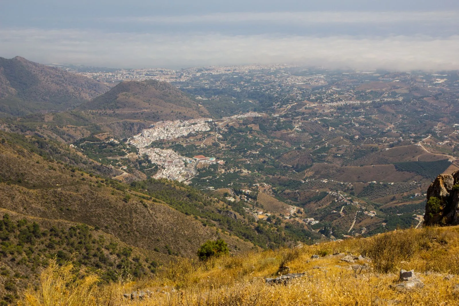 View from the Peñón de Frigiliana towards the village and coast